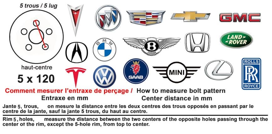 Entraxe Rolls-Royce Acura BMW Saab Bentley Tesla Entraxe 5 X 120 Tesla Saab Bentley BMW Acura Rolls-Royce