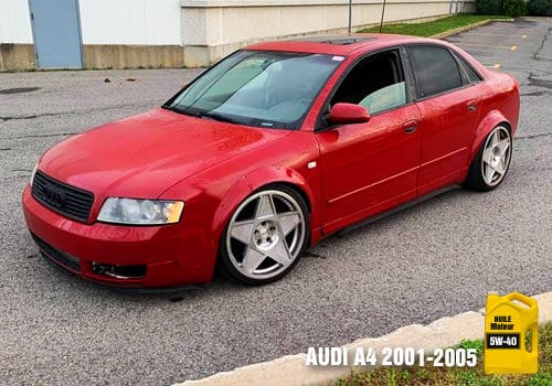Les huiles Audi 2001 à 2005 Audi A4 rouge huile 5w-40